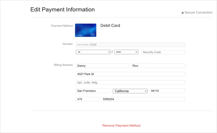 remove payment from window