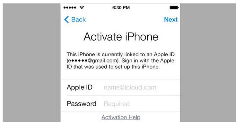 unlock via device setup screen