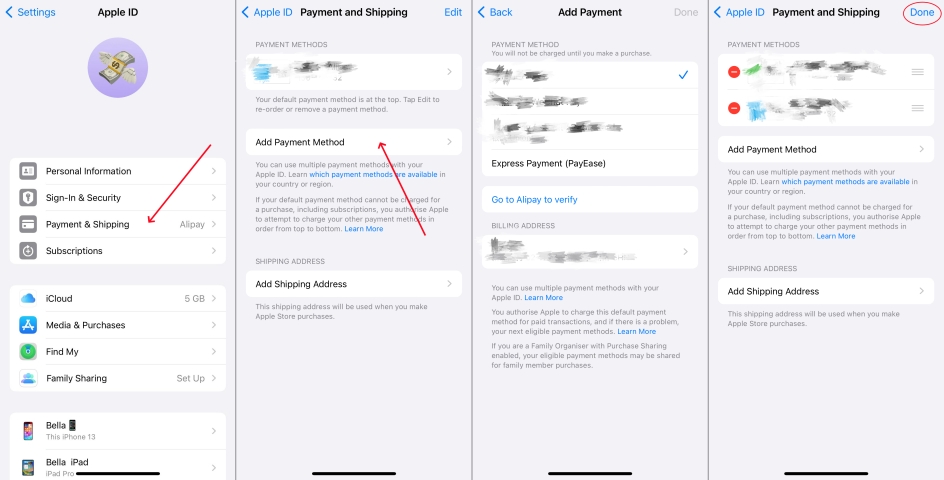 update apple id payment