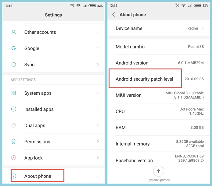 Android Security Patch Level in Settings