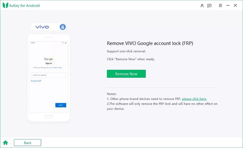Click Remove Now for Frp Bypass