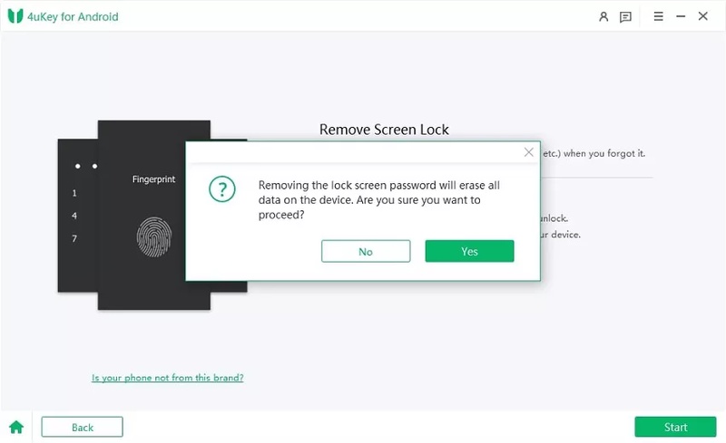 Confirm Unlock Erases Data Click Yes