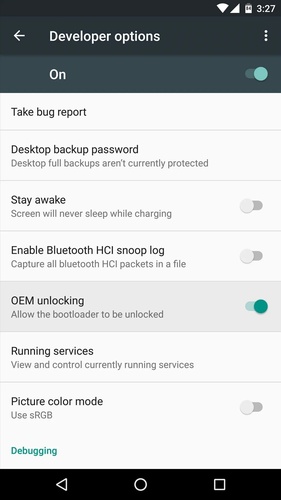 Enable Oem Unlock in Developer Options