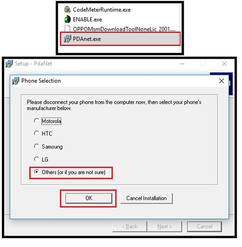Install Pdanet and Codemeterruntime Files