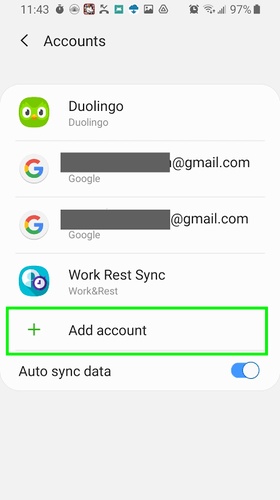 Open Settings to Add Google Account