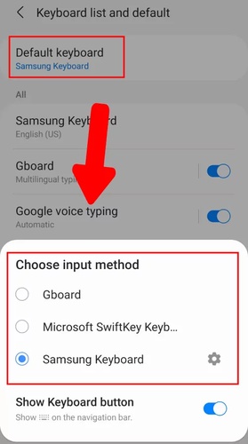 Tap and Hold Keyboard Settings Icon