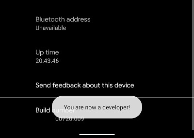 Tap Build Number Seven Times