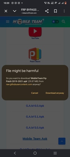 Tap Official Download Option for Apk