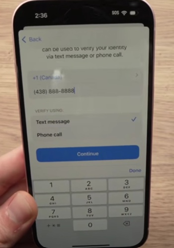 Telefonnummer eingeben und überspringen