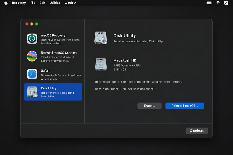 Erase and Reinstall Macos