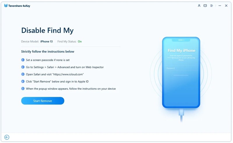 Follow 4ukey Instructions with Device Connected