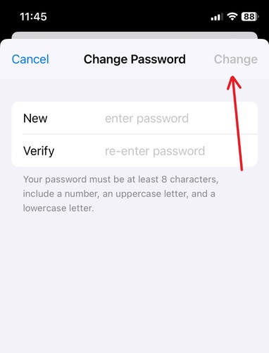 Re Enter to Confirm Then Tap Change
