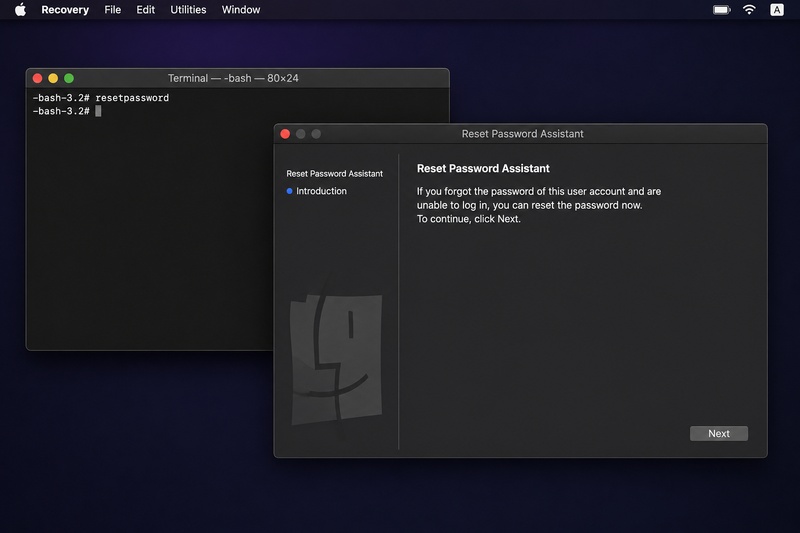 Reset Password Tool in Macos Recovery