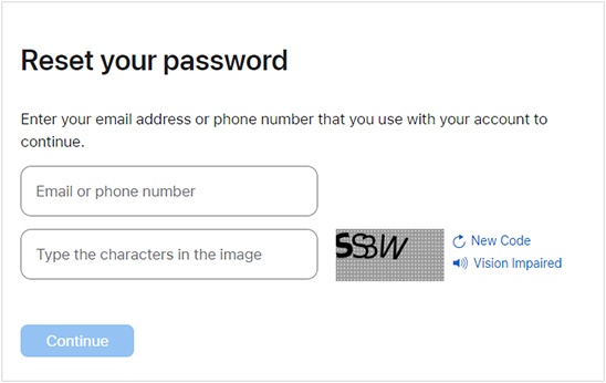 Screen with Continue Button and Instructions