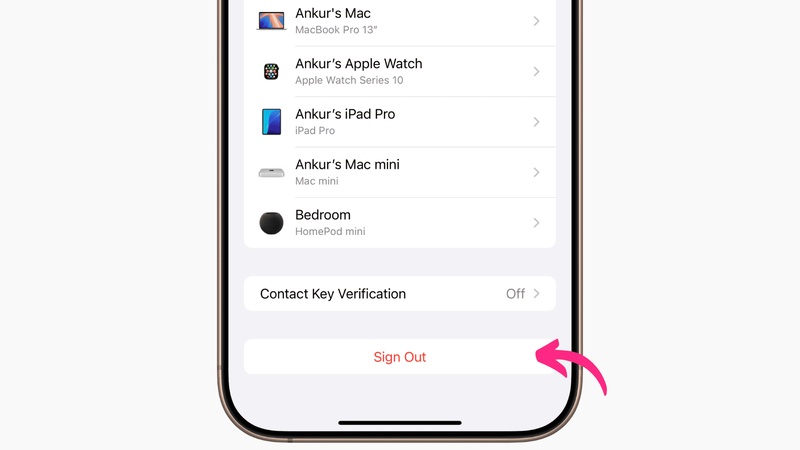 Scroll Down and Tap Sign Out