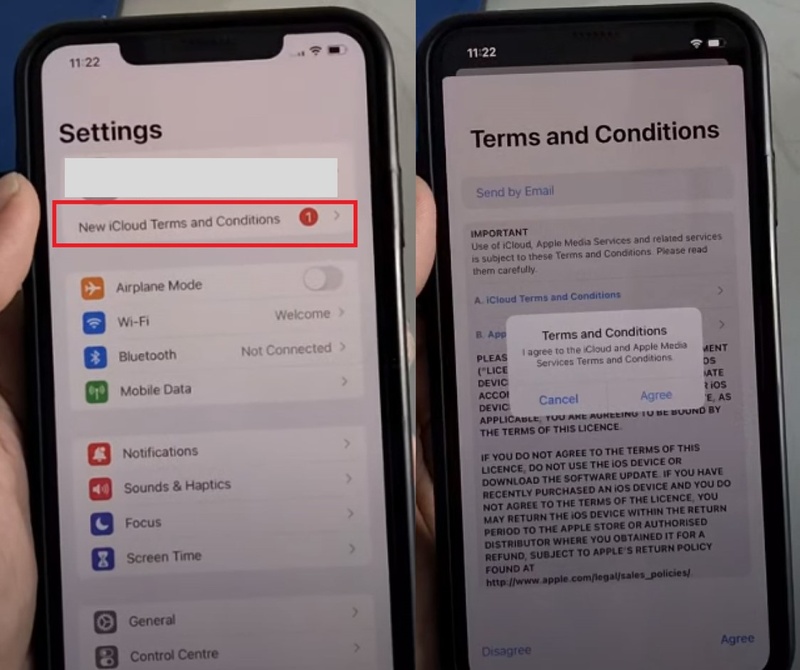 Tap Banner Scroll Terms Select Agree