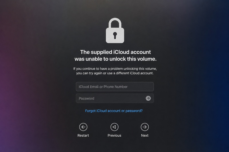 The Supplied Icloud Account Was Unable to Unlock This Volume Error on Mac