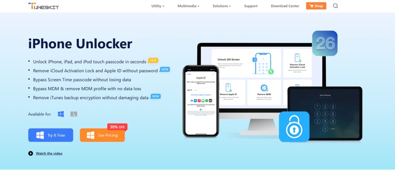 Outil TunesKit iPhone Unlocker