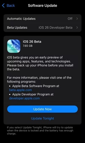 Update Now with Wi Fi and Battery