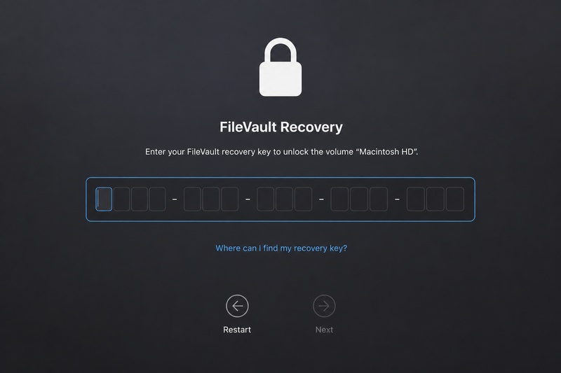Use Filevault Recovery Key on Mac