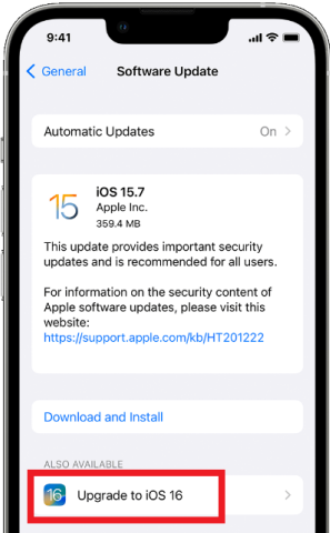 update to ios 16