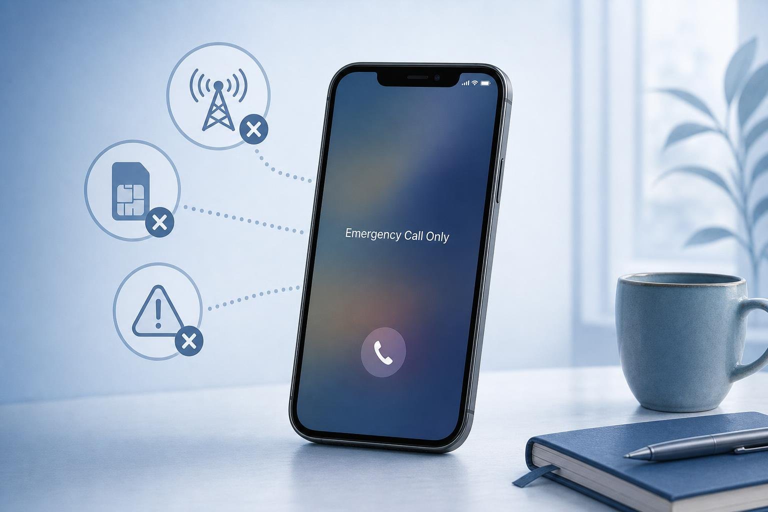 An iPhone displaying the Emergency Call only screen with no passcode entry available.